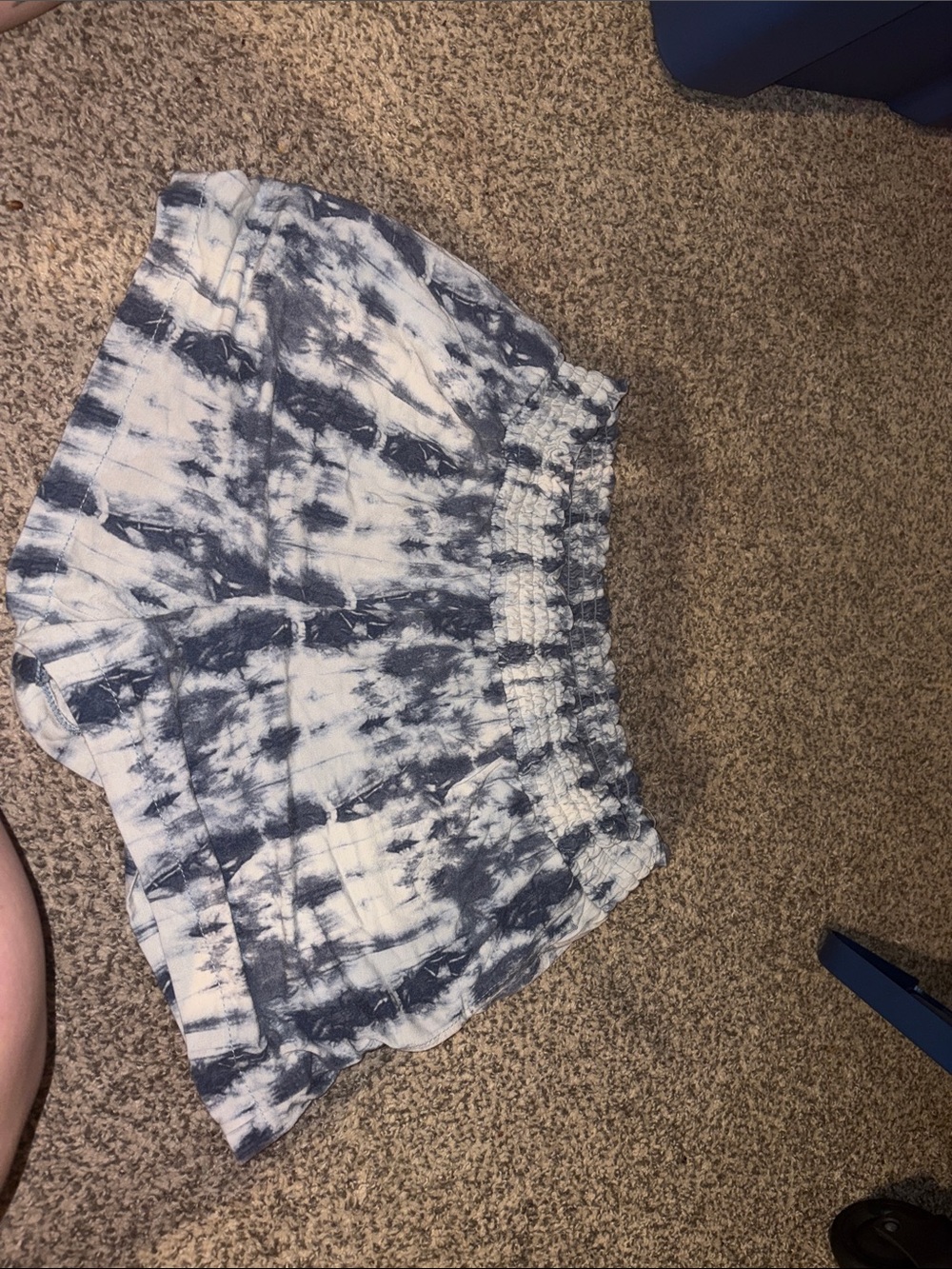 Tie-Dye Elastic Waist Women’s Shorts - Blue & White